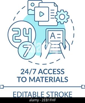 24 to 7 access to materials concept icon Stock Vector