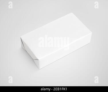 Blank white butter box mockup, isolated, side view, 3d rendering. Empty ...