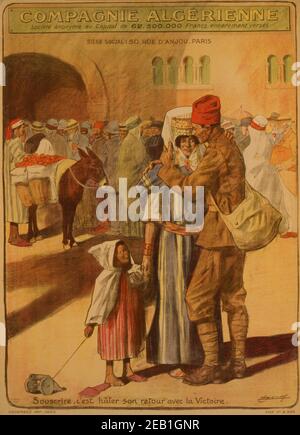 Compagnie Algérienne. Souscrire, c'est hâter son retour avec la victoire 1918 Stock Photo