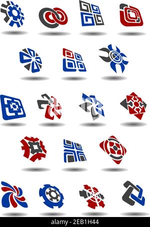 Abstract icons, symbols and logos set in 3D style for business design Stock Vector