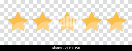Vector golden isolated five stars. Customer feedback. Stock Vector
