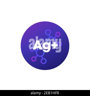 Silver ions vector icon with molecules Stock Vector
