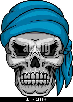 Pirate skull in blue bandana for piracy, halloween or tattoo design Stock Vector Image & Art - Alamy