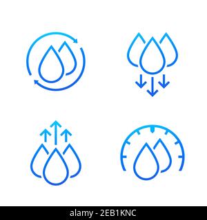 humidity and water icons on white, vector Stock Vector