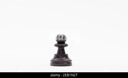 Chess black pawn isolated on white background.. 3d illustration, 3d rendering.