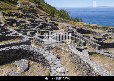 Ruins of the ancient Celtic village by the sea in Santa Tecla, Galicia, Spain Stock Photo