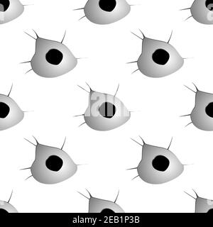 Seamless bullet holes background pattern with ragged apertures and cracked metal suitable for criminal or war concept design Stock Vector