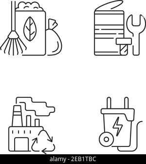Environmental concern linear icons set Stock Vector