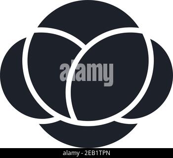 Cabbage icon. Black isolated silhouette. Fill solid icon. Modern design. Vector illustration. Vegetables. Stock Vector