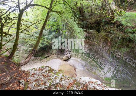 The top of the dried up waterfall Stock Photo