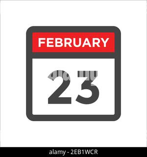 February 23 calendar icon with day and month Stock Vector