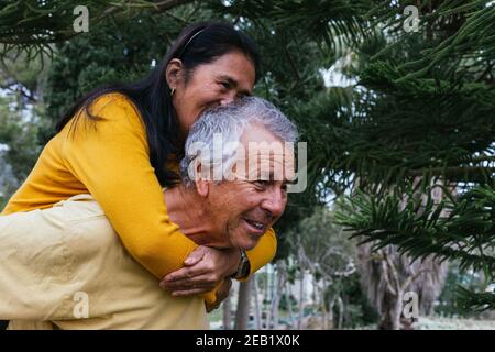 Old couple in Saint Valentines day having a good time Stock Photo