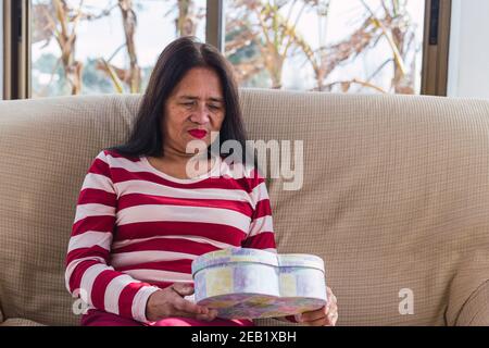 Asian women very happy because of her valentines gift Stock Photo