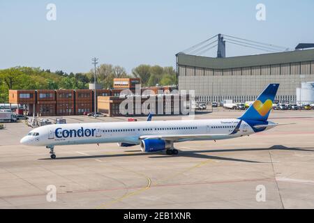 Berlin Germany - April 21. 2018: Condor Boeing 757-300 airplane at Berlin Tegel airport Stock Photo
