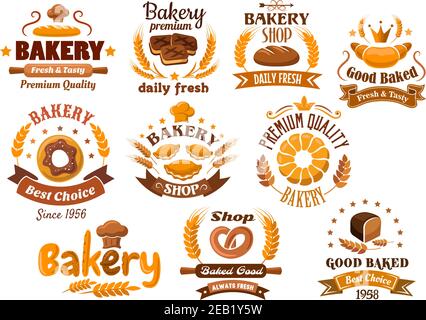Bakery shop emblem or logo depicting fresh hot loaf of rye bread ...