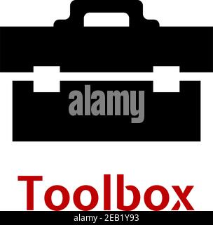 Toolbox black icon silhouette as close box with tools isolated on white background Stock Vector