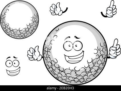 Cartoon white golf ball character with thumbs up, isolated on white background, for golf club design Stock Vector