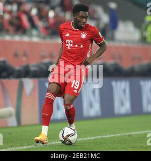 DOHA, QATAR - FEBRUARY 11: Alphonso Davies of FC Bayern Muenchen during the FIFA Club World Cup Water Final on February 11, 2021 in Doha, Qatar. (Photo by Colin McPhedran/MB Media) Stock Photo
