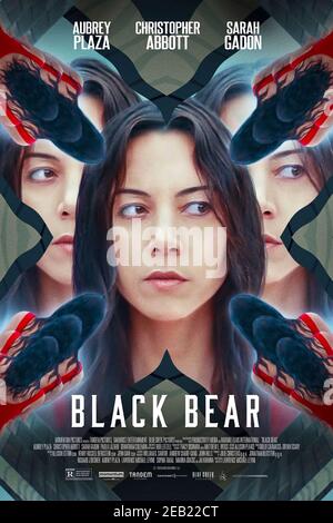 Black Bear (2020) directed by Lawrence Michael Levine and starring Aubrey Plaza, Christopher Abbott and Sarah Gadon. A filmmaker at a creative impasse seeks solace from her tumultuous past at a rural retreat, only to find that the woods summon her inner demons in intense and surprising ways.. Stock Photo