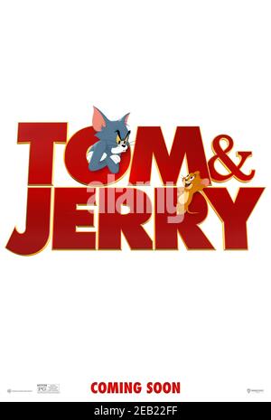 Tom & Jerry: The Movie (2021) directed by Tim Story and starring Chloë Grace Moretz, Michael Peña and Rob Delaney. Live action CGI hybrid movie starring the much loved warring cat and mouse cartoon characters. Stock Photo