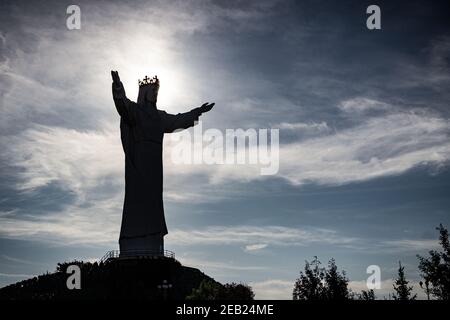 World's tallest statue of jesus Christ Pomnik Chrystusa Krola from Poland Stock Photo