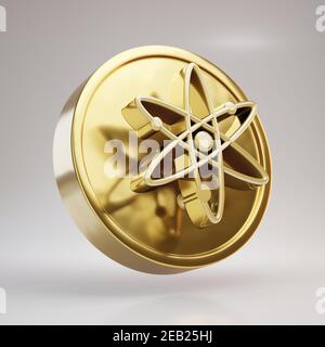 Cosmos cryptocurrency coin. Gold 3d rendered coin isolated on white background. Stock Photo