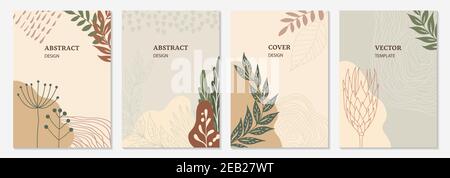 Set of universal art templates. Suitable for greeting cards, holiday cards, corporate cards and invitations. Abstract design. Vector illustration. Doo Stock Vector