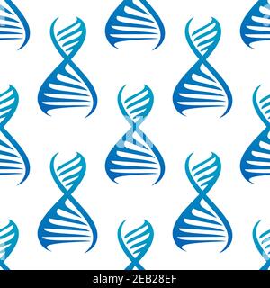 Genetics seamless pattern background with repeated motif of blue DNA helices for science or research design Stock Vector