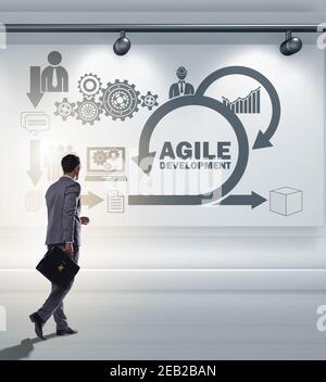 The businessman in agile software development concept Stock Photo