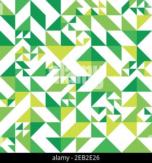Abstract mosaic of right triangles. Green right triangles scattered on white background. Abstract seamless vector pattern. Modern decorative wrapping paper. Stock Vector