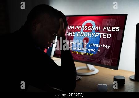 Ransomware Malware Attack. Hacked Business Computer. Cyber Security ...