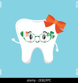St Patrick cute tooth icon isolated. Stock Vector