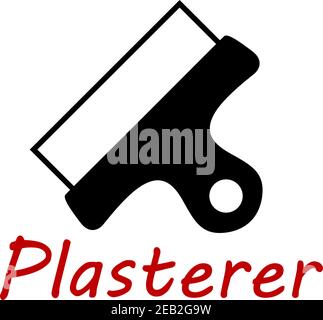 Wide spatula tool black silhouette icon with broad flexible blade isolated on white background Stock Vector