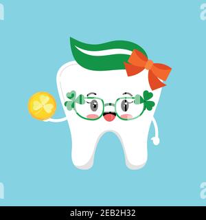 St Patrick cute tooth icon isolated. Stock Vector