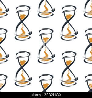 Seamless pattern with abstract vintage hourglasses on white background Stock Vector