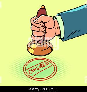censored hand puts a stamp Stock Vector