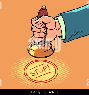 stop hand puts a stamp Stock Vector