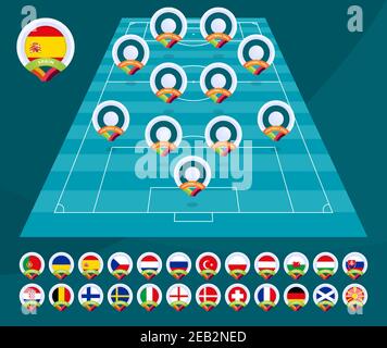 Graphic football team starting lineup squad Vector Image