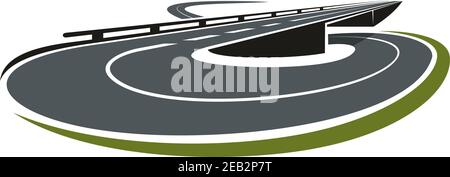 Round road interchange abstract icon with highway leading under the overpass road. For transportation theme Stock Vector