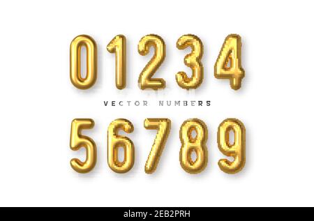 Golden numbers vector set. Stock Vector