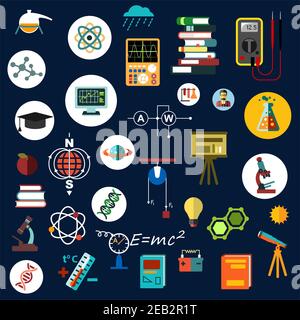 Computer atom light bulb and books design, Eduaction school university ... image.