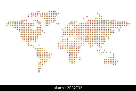 Colorful world map squared mosaic Stock Vector Image & Art - Alamy