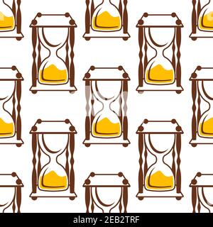 Timeout hourglasses seamless pattern with empty upper bulbs on white background Stock Vector