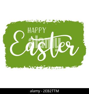 Hand drawn HAPPY EASTER quote as logo. Lettering for greeting card, ad, promotion, poster, flyer, banner. Stock Vector
