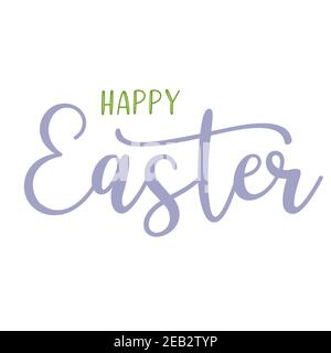 Hand drawn HAPPY EASTER quote as logo. Lettering for greeting card, ad, promotion, poster, flyer, banner. Stock Vector