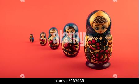 set of matrioshka dolls. Culture of Russia. souvenir from Moscow Stock Photo