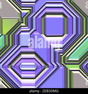 3D render of hi-tech metallic seamless background tile with unique color palette, pattern and textures Stock Photo