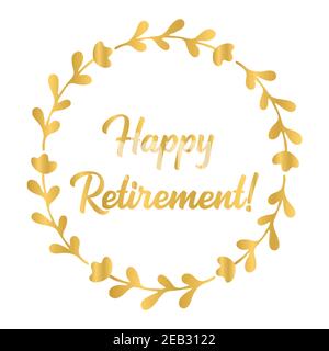 Hand sketched HAPPY RETIREMENT quote in gold. Lettering for poster, logo, sticker, flyer, header, card, advertisement, announcement.. Stock Vector