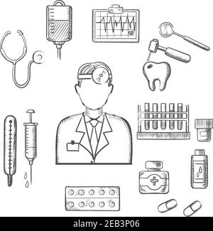 medical flasks and syringe Stock Vector Image & Art - Alamy