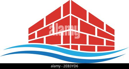 Brick Building logo design vector, Brickwork simple modern logo template, Emblem, Design Concept, Creative Symbol, Icon Stock Vector